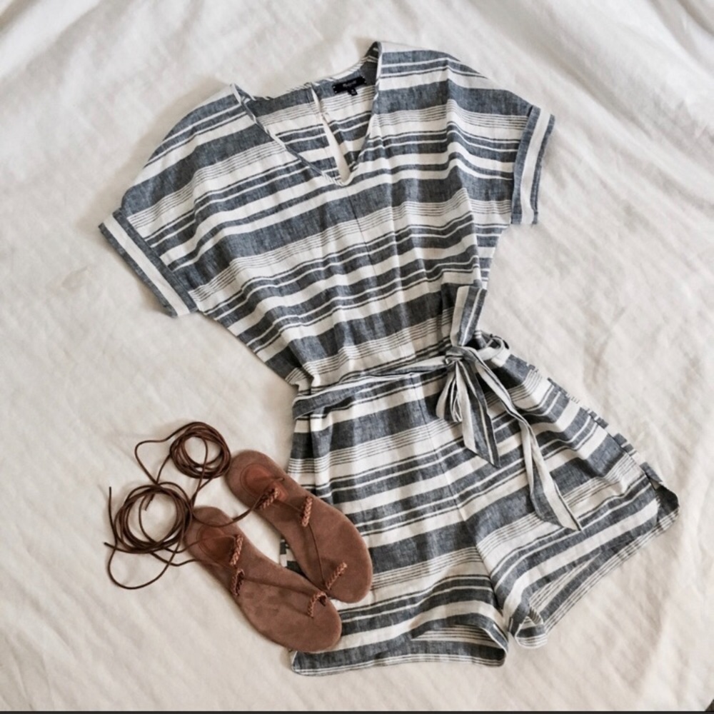 Madewell striped linen romper